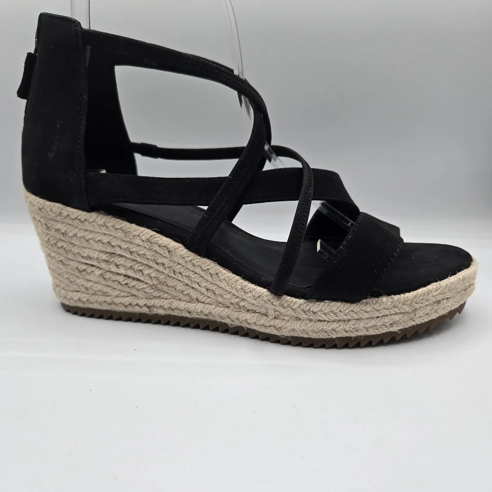 EILEEN FISHER Wanda Tumbled Nubuck Leather Espadrille Wedge Zip Back SAndal